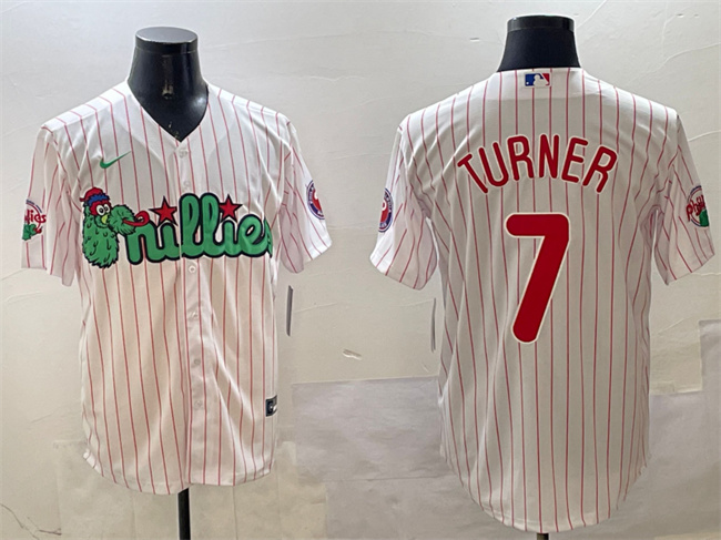 Men's Philadelphia Phillies #7 Trea Turner White Phanatic Cool Base Stitched Jersey Men's Philadelphia Phillies #7 Trea Turner White Phanatic Cool Base Stitched Jersey